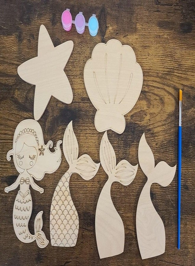 Haoser Mermaid DIY kit, Paint kit for Kids, Craft Kits, Birthday Party Favor, Gift for Kids, Art Party Paint Kit, DIY Birthday, Kid's Activity- 4 inch - Image 1